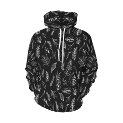 BLACK DANCING LEAVES All Over Print Hoodie for Men/Large Size (USA Size) (Model H13)