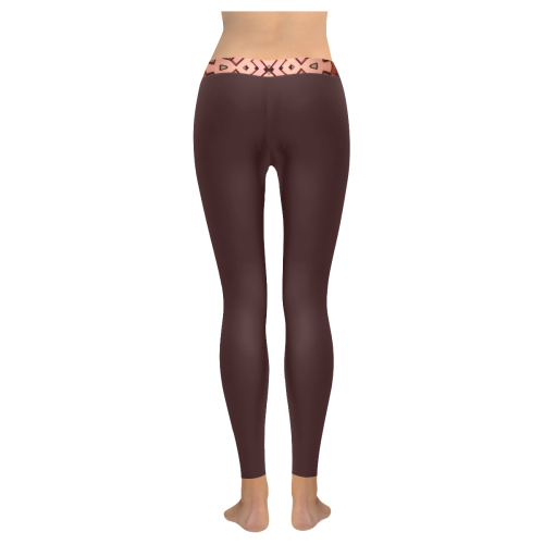 Shades of brown mandala Women's Low Rise Leggings (Invisible Stitch) (Model L05)