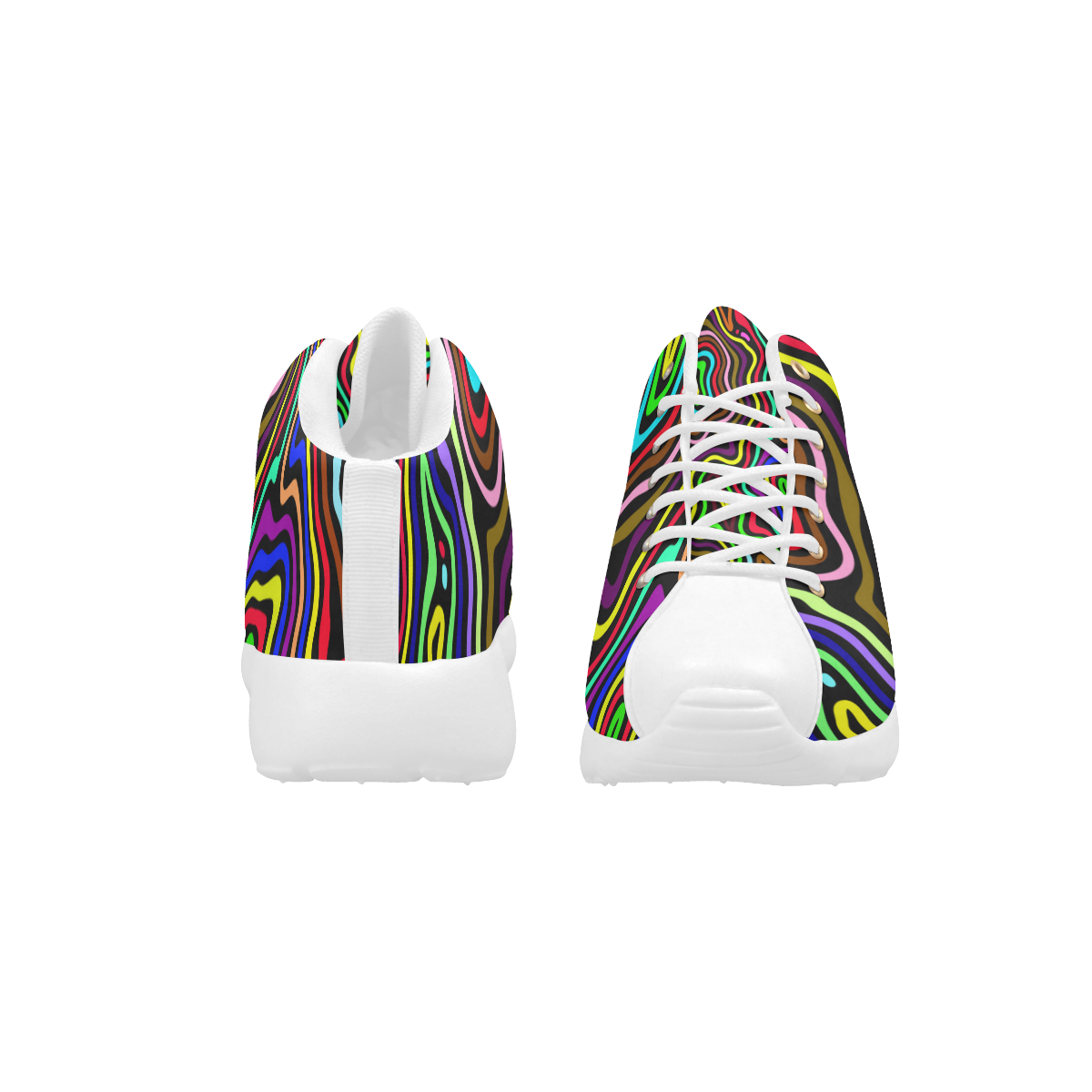 Multicolored Wavy Line Pattern Men's Basketball Training Shoes (Model 47502)