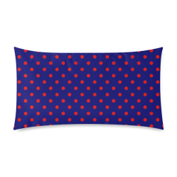 Polka Dots Red on Blue Rectangle Pillow Case 20"x36"(Twin Sides)