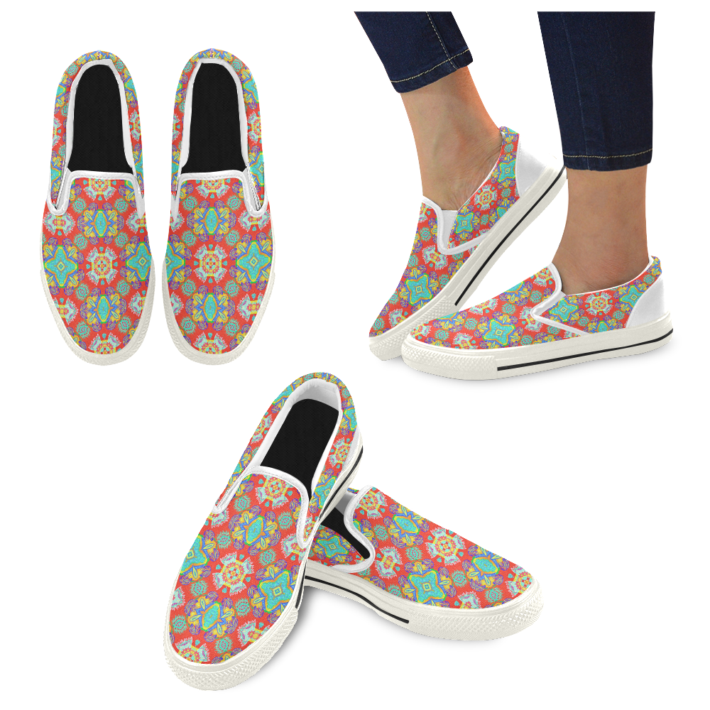 Flower nova 1 Women's Unusual Slip-on Canvas Shoes (Model 019)