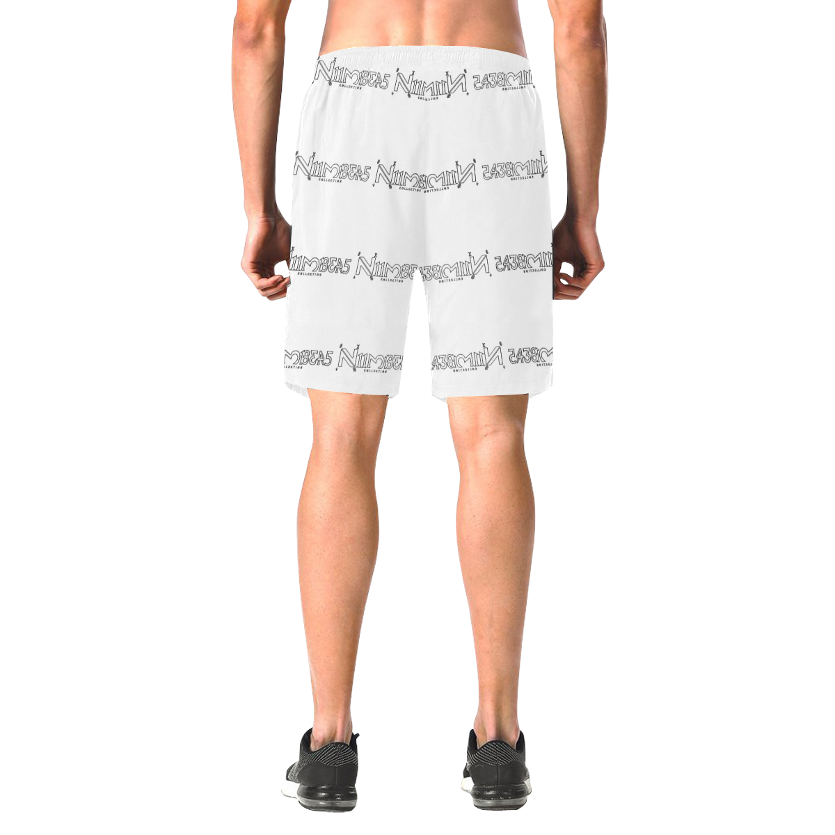 NUMBERS Collection Mini Logos White Men's All Over Print Elastic Beach Shorts (Model L20)