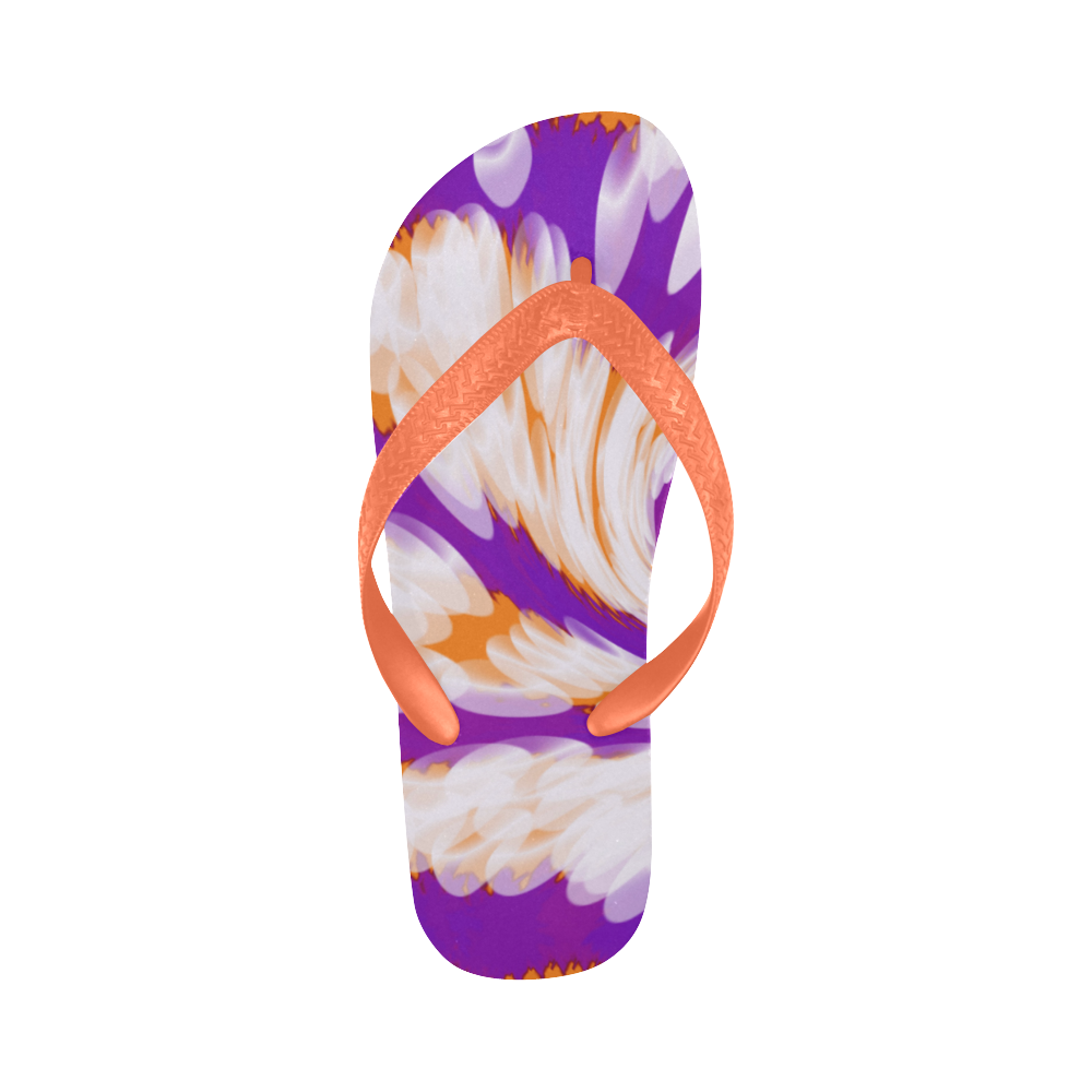 Purple Orange Tie Dye Swirl Abstract Flip Flops for Men/Women (Model 040)