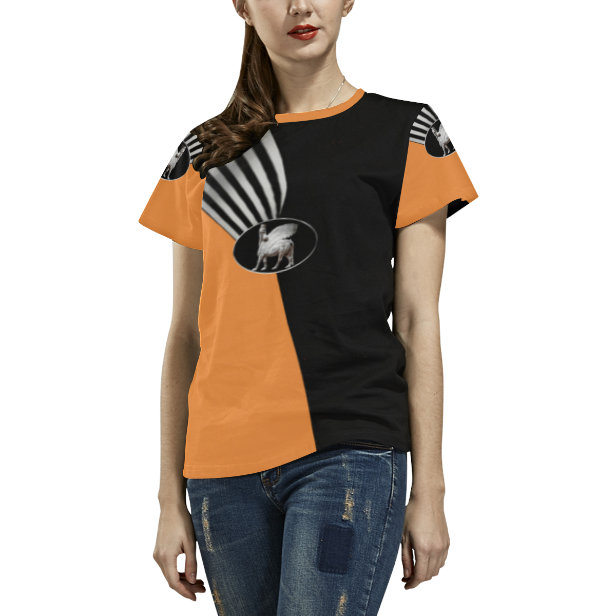 Stylish Lamassu All Over Print T-shirt for Women/Large Size (USA Size) (Model T40)