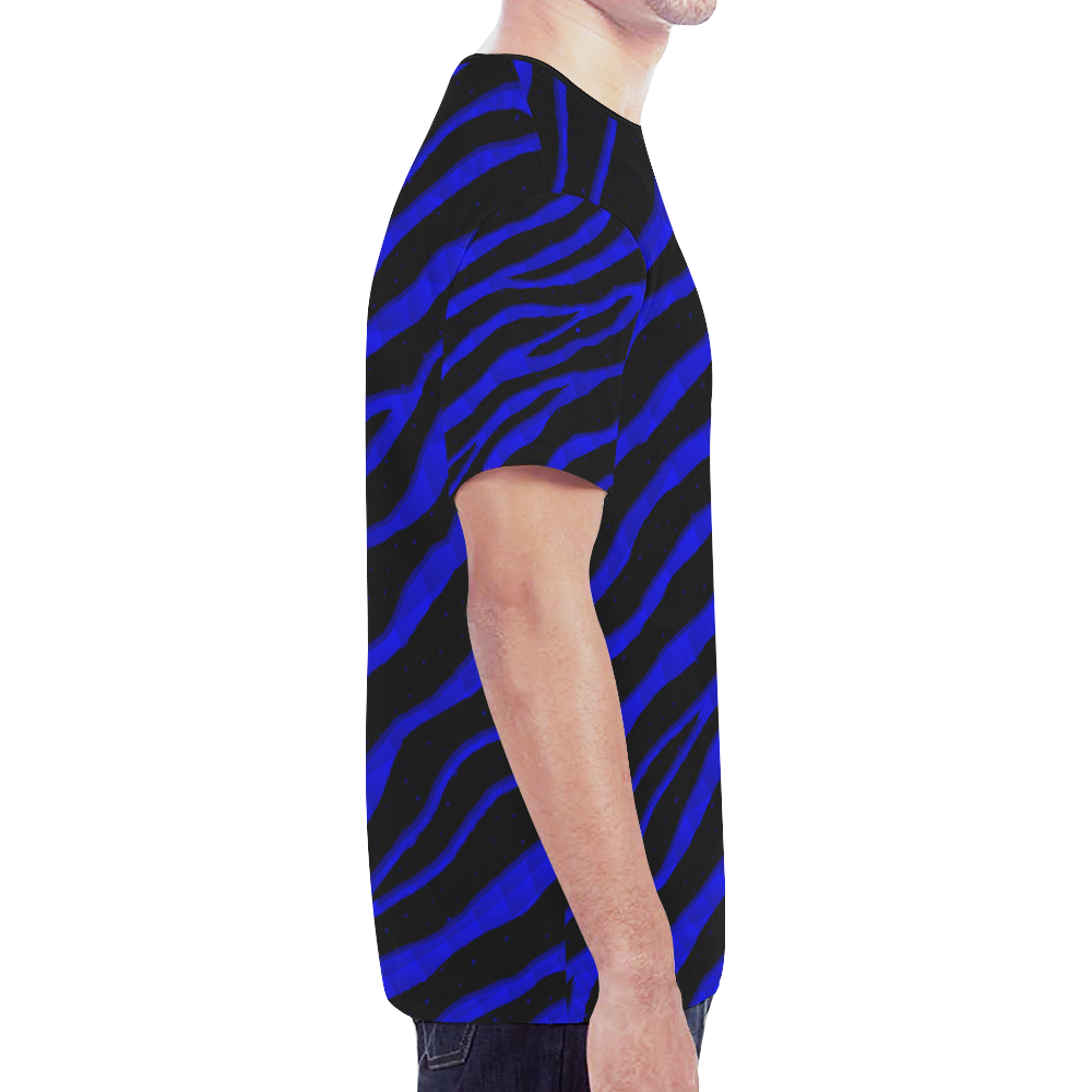 Ripped SpaceTime Stripes - Blue New All Over Print T-shirt for Men (Model T45)