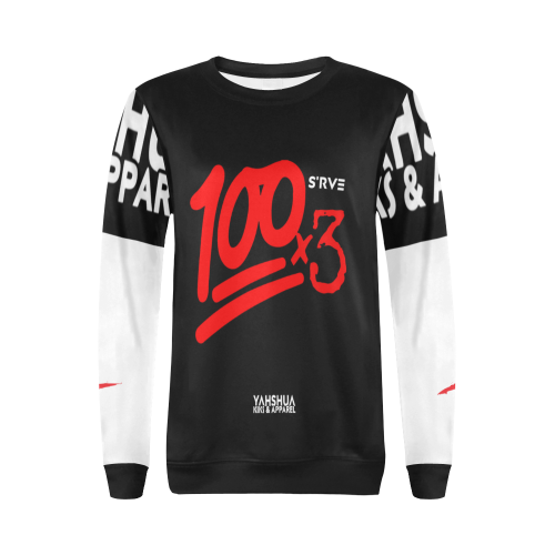 100x3 (Black White) All Over Print Crewneck Sweatshirt for Women (Model H18)