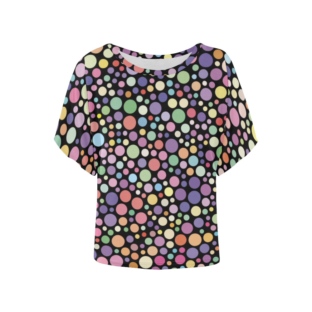 Colorful dot pattern Women's Batwing-Sleeved Blouse T shirt (Model T44)
