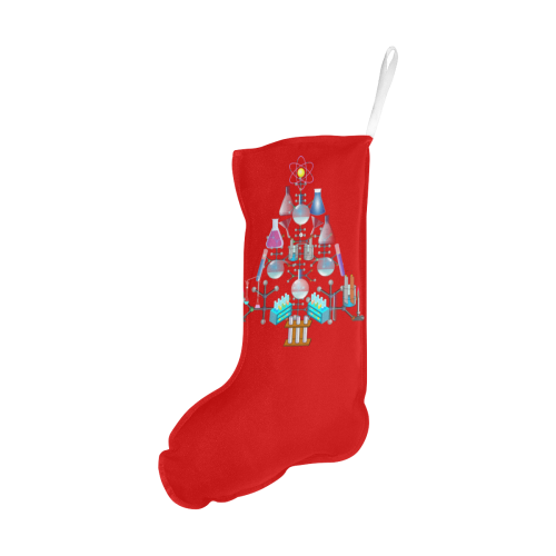 Oh Chemist Tree, Oh Chemistry, Science Red Christmas Stocking (Without Folded Top)