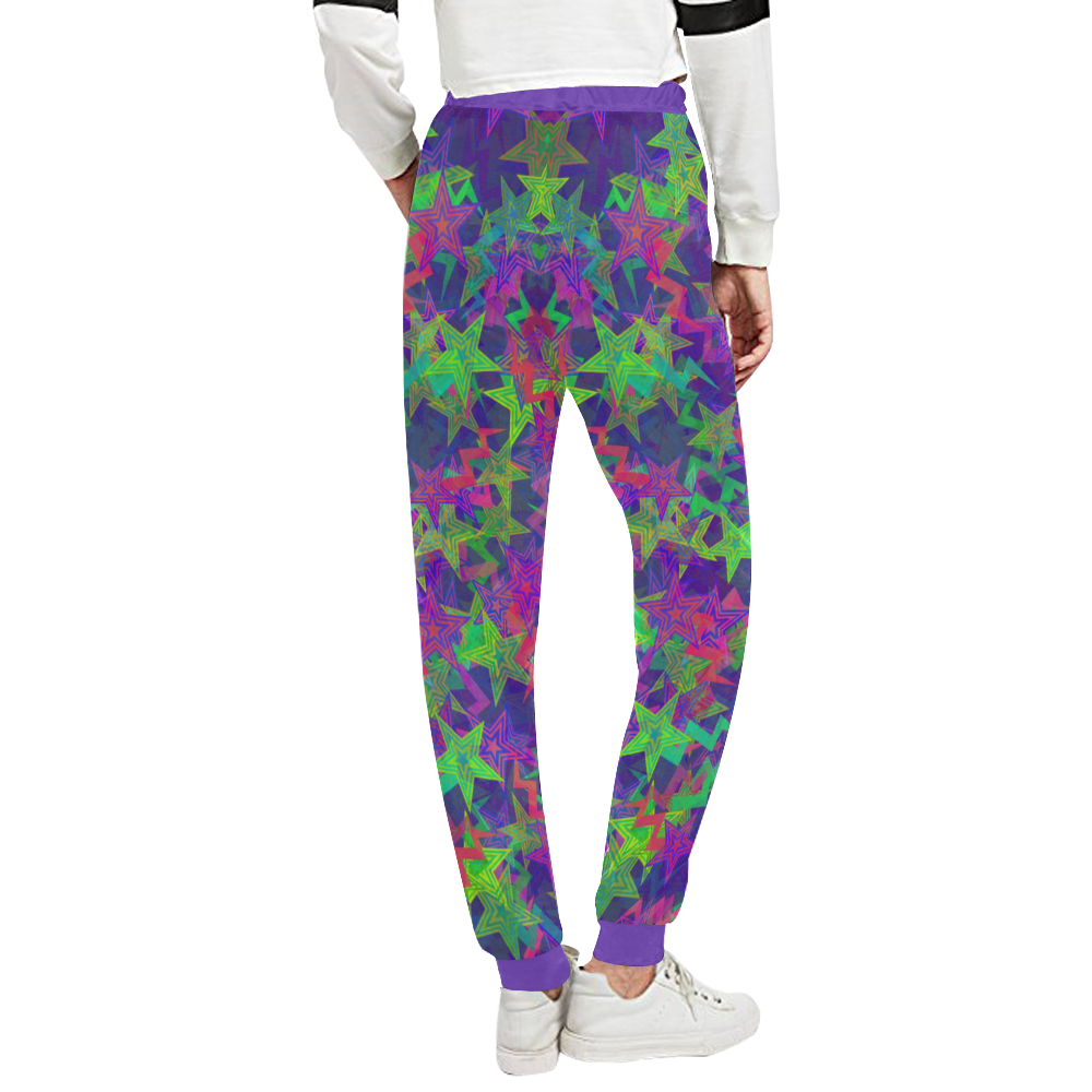 Purple Shooting Stars Unisex All Over Print Sweatpants (Model L11)