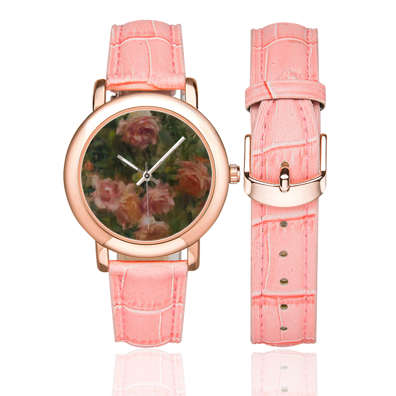 ROSES Women's Rose Gold Leather Strap Watch(Model 201)