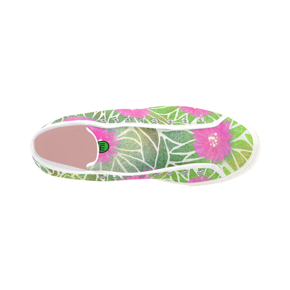 Pink Ice Plant Flowers. Inspired by California. Vancouver H Women's Canvas Shoes (1013-1)