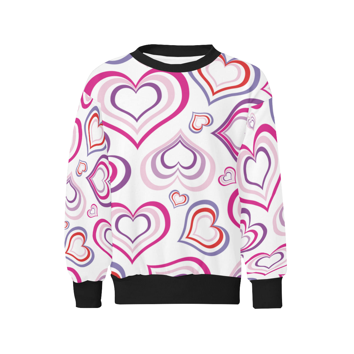 HEARTS PINK PURPLE Kids' All Over Print Sweatshirt (Model H37)