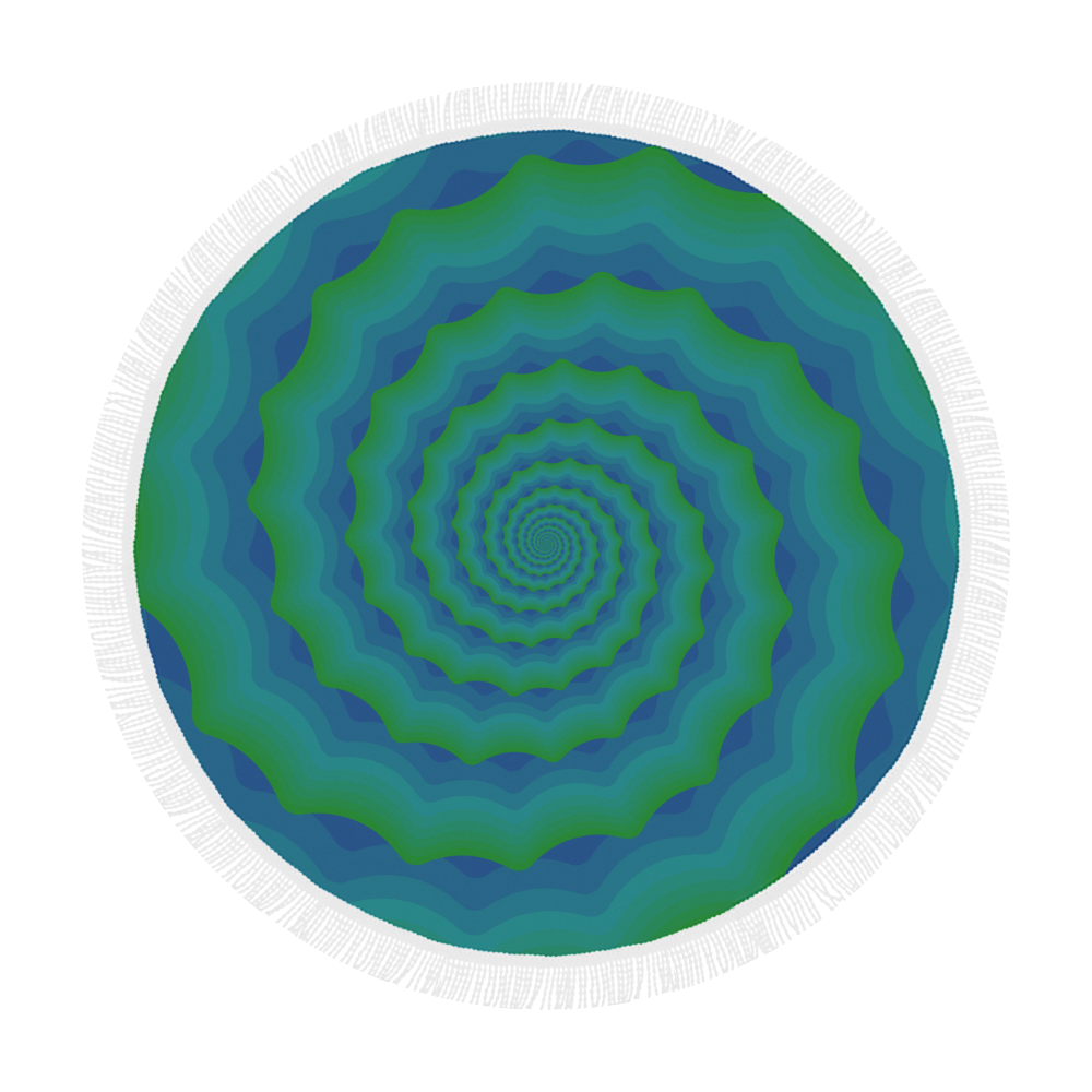 Green blue spiral shell Circular Beach Shawl 59"x 59"