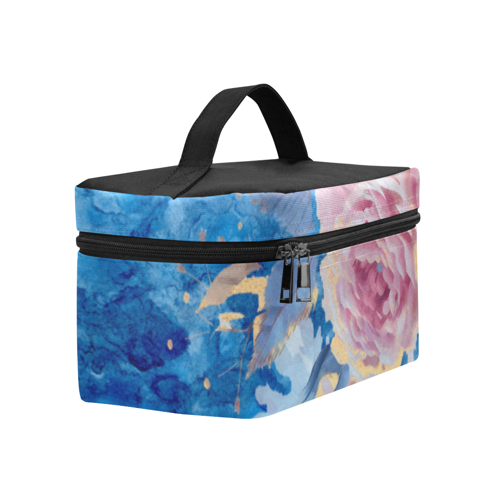 Heart and Flowers - Pink and Blue Lunch Bag/Large (Model 1658)
