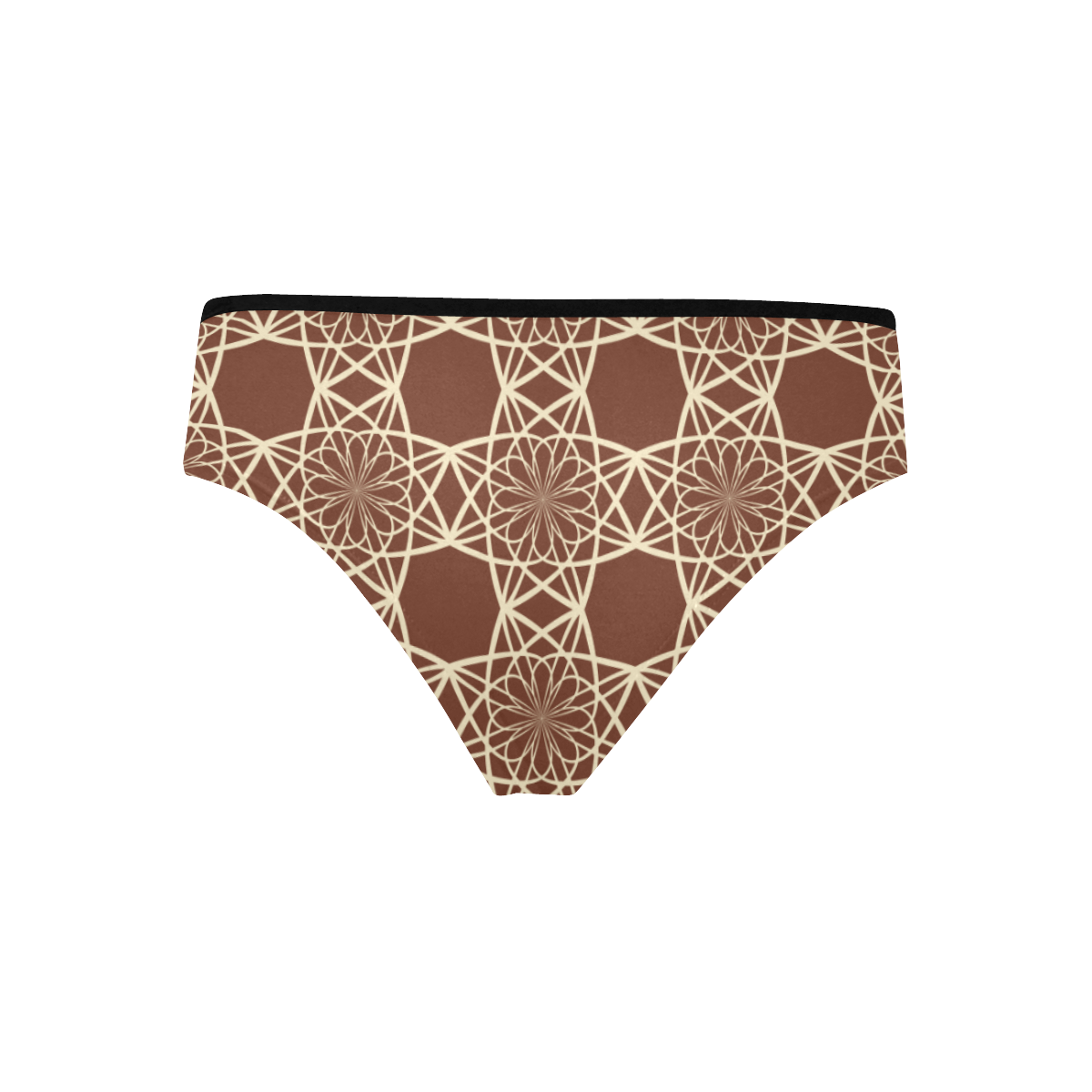 Brown and Beige Flowers Pattern Women's Hipster Panties (Model L33)