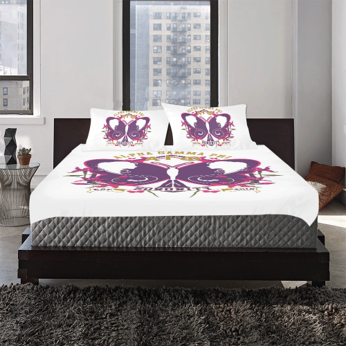 Alpha Gamma Phi white 3-Piece Bedding Set