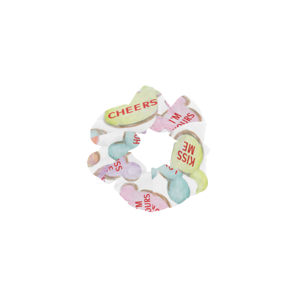 mickeylovecandyheartsclearhairtie All Over Print Hair Scrunchie