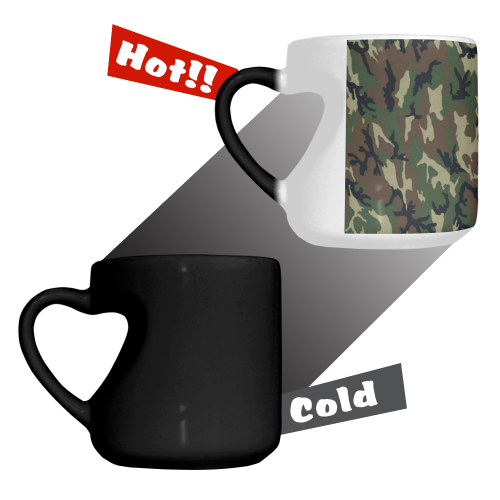 Woodland Forest Green Camouflage Heart-shaped Morphing Mug