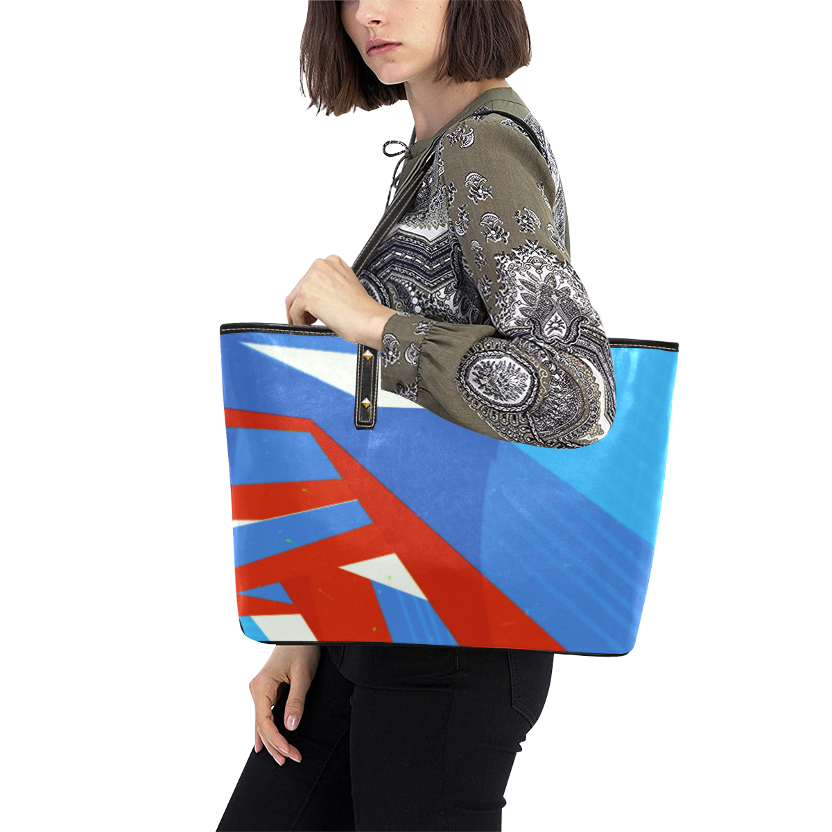 Abstract Pop Art v3 Chic Leather Tote Bag (Model 1709)