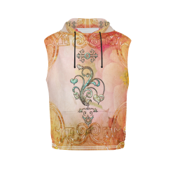 Wonderful hearts, vintage background All Over Print Sleeveless Hoodie for Women (Model H15)