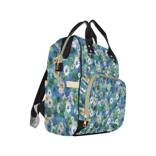 Turquoise Gold Fantasy Garden Multi-Function Diaper Backpack/Diaper Bag (Model 1688)