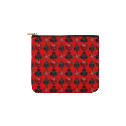 Las Vegas Black and Red Casino Poker Card Shapes on Red Carry-All Pouch 6''x5''
