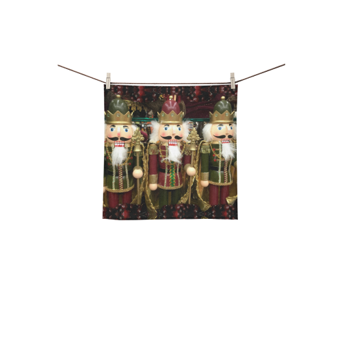 Golden Christmas Nutcrackers Square Towel 13“x13”