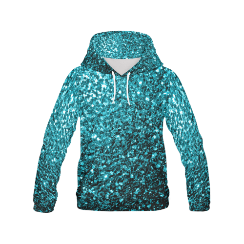 Beautiful Aqua blue glitter sparkles All Over Print Hoodie for Men/Large Size (USA Size) (Model H13)