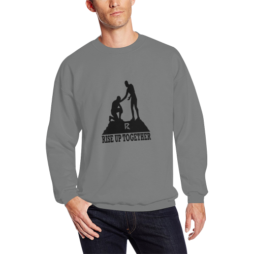 Rise Up Together Crewneck Sweatshirt for Men/Large (Black & Grey) All Over Print Crewneck Sweatshirt for Men/Large (Model H18)