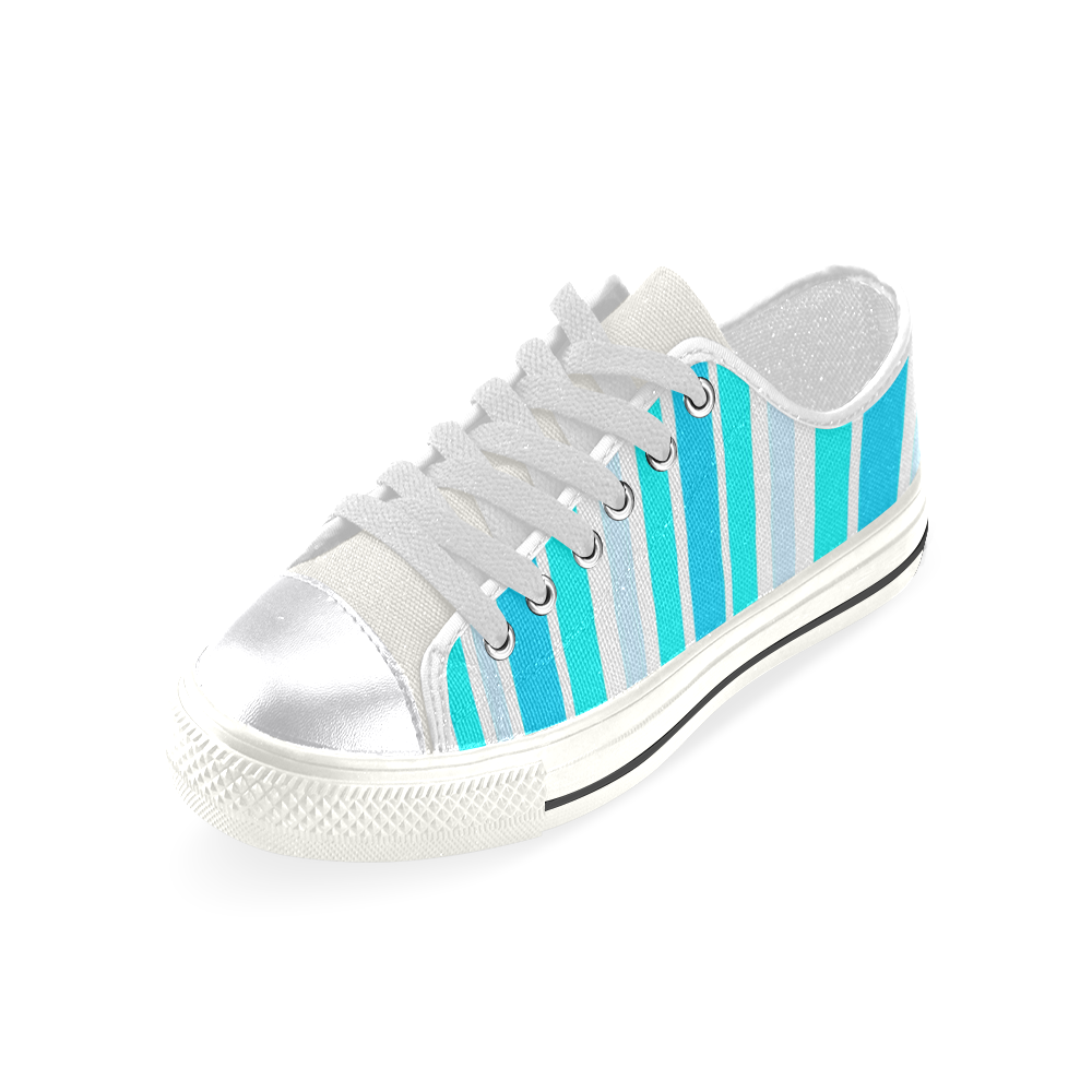 Summer Blues Stripes Women's Classic Canvas Shoes (Model 018)