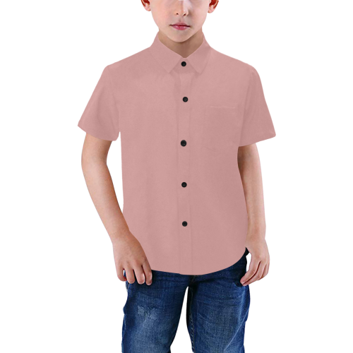 Color Solid Pressed Rose Boys' All Over Print Short Sleeve Shirt (Model T59)