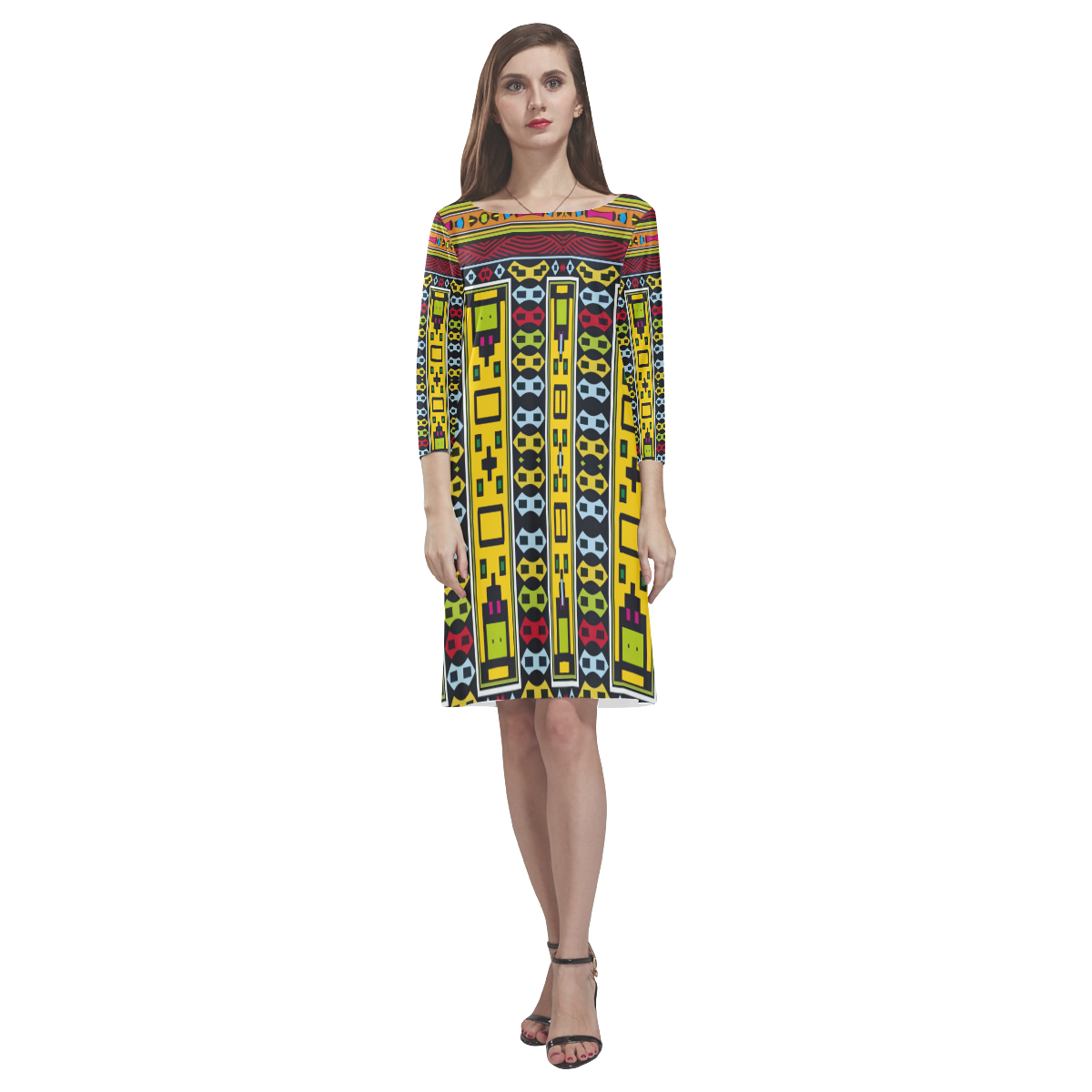 Shapes rows Rhea Loose Round Neck Dress(Model D22)