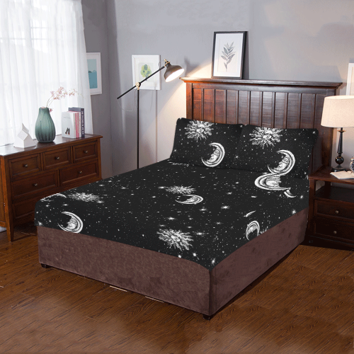 Mystic Stars, Moon and Sun 3-Piece Bedding Set