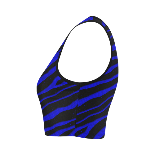 Ripped SpaceTime Stripes - Blue Women's Crop Top (Model T42)