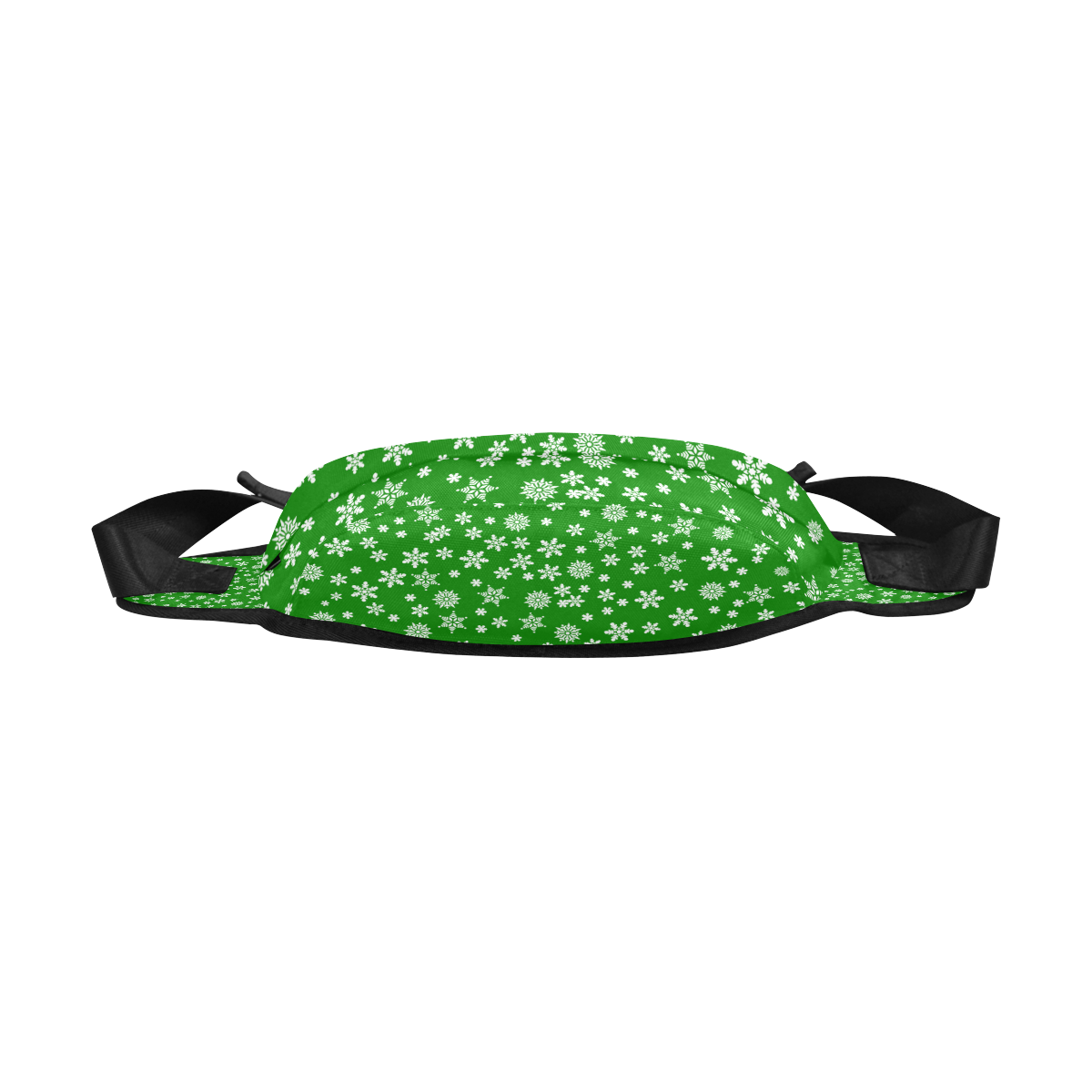 Christmas White Snowflakes on Green Fanny Pack/Large (Model 1676)