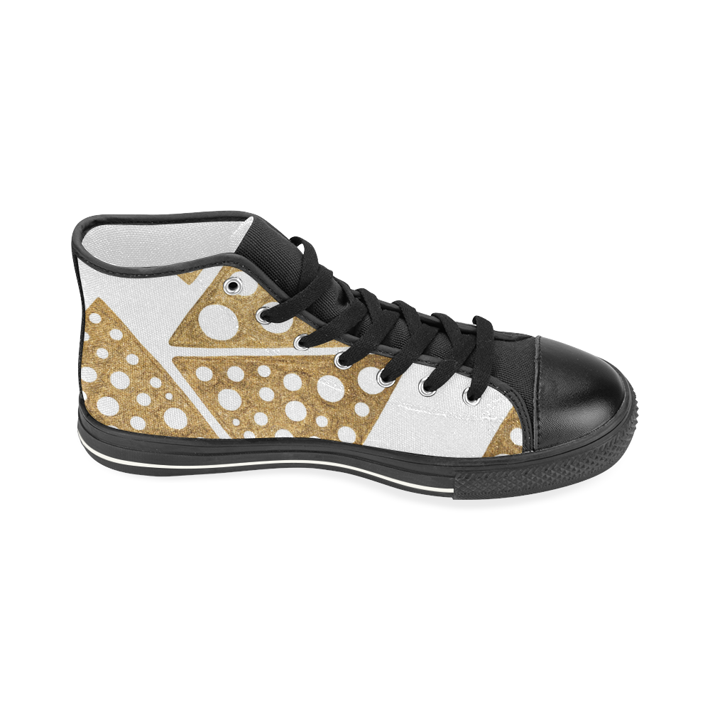 design shoes white with gold Women's Classic High Top Canvas Shoes (Model 017)