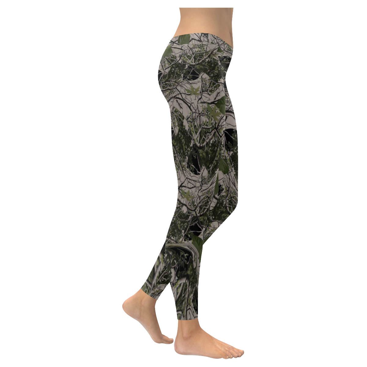 Camo Forest Women's Low Rise Leggings (Invisible Stitch) (Model L05)