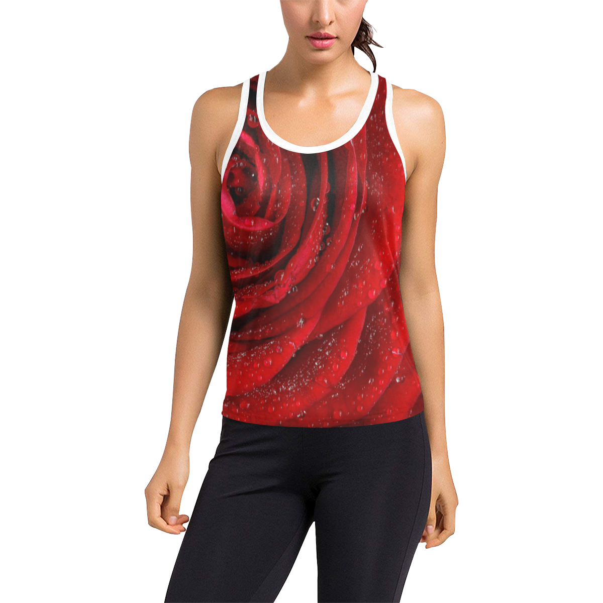 Red rosa Women's Racerback Tank Top (Model T60)