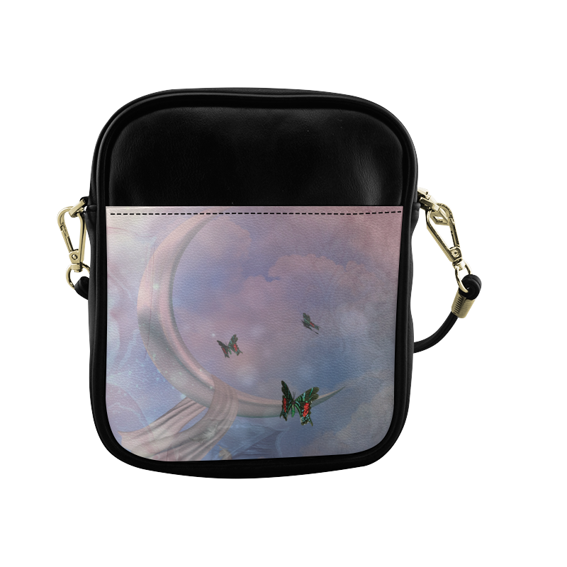 The moon with butterflies Sling Bag (Model 1627)