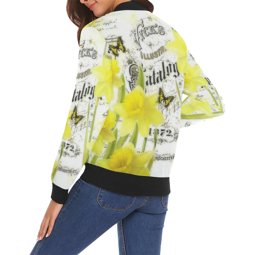vintage daffodils All Over Print Bomber Jacket for Women (Model H19)