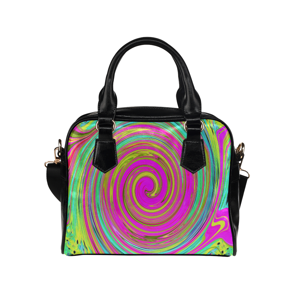 Groovy Abstract Pink Swirl Shoulder Handbag (Model 1634)