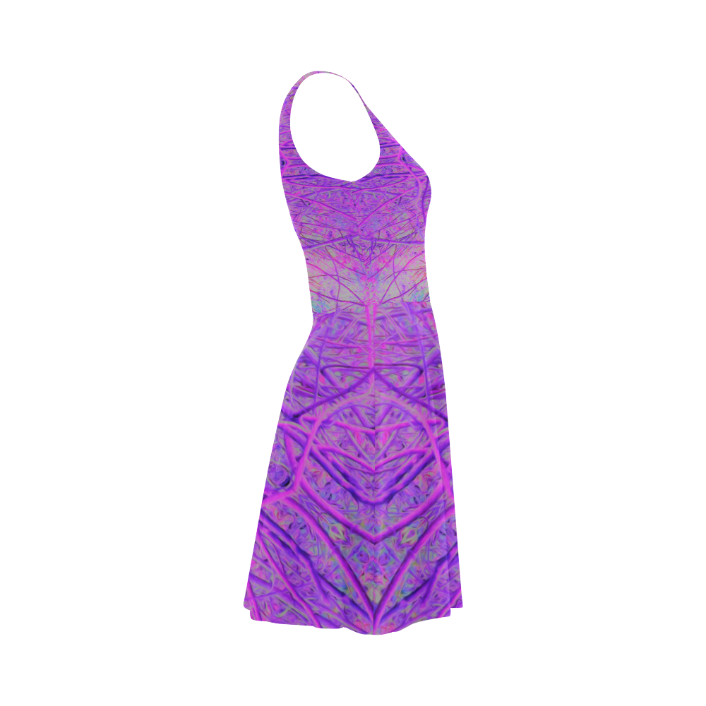 Hot Pink and Purple Abstract Branch Pattern Atalanta Sundress (Model D04)