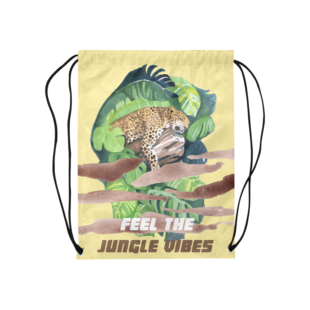 Brenda Jungle vibes - sand Medium Drawstring Bag Model 1604 (Twin Sides) 13.8"(W) * 18.1"(H)