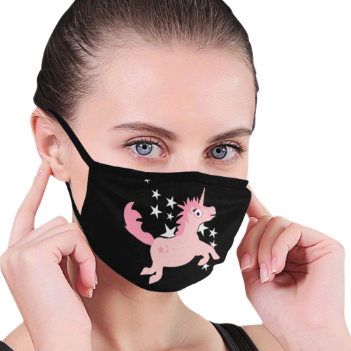 Quirky unicorn in pink Mouth Mask