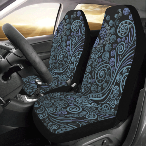3D psychedelic ornaments, blue Car Seat Covers (Set of 2)