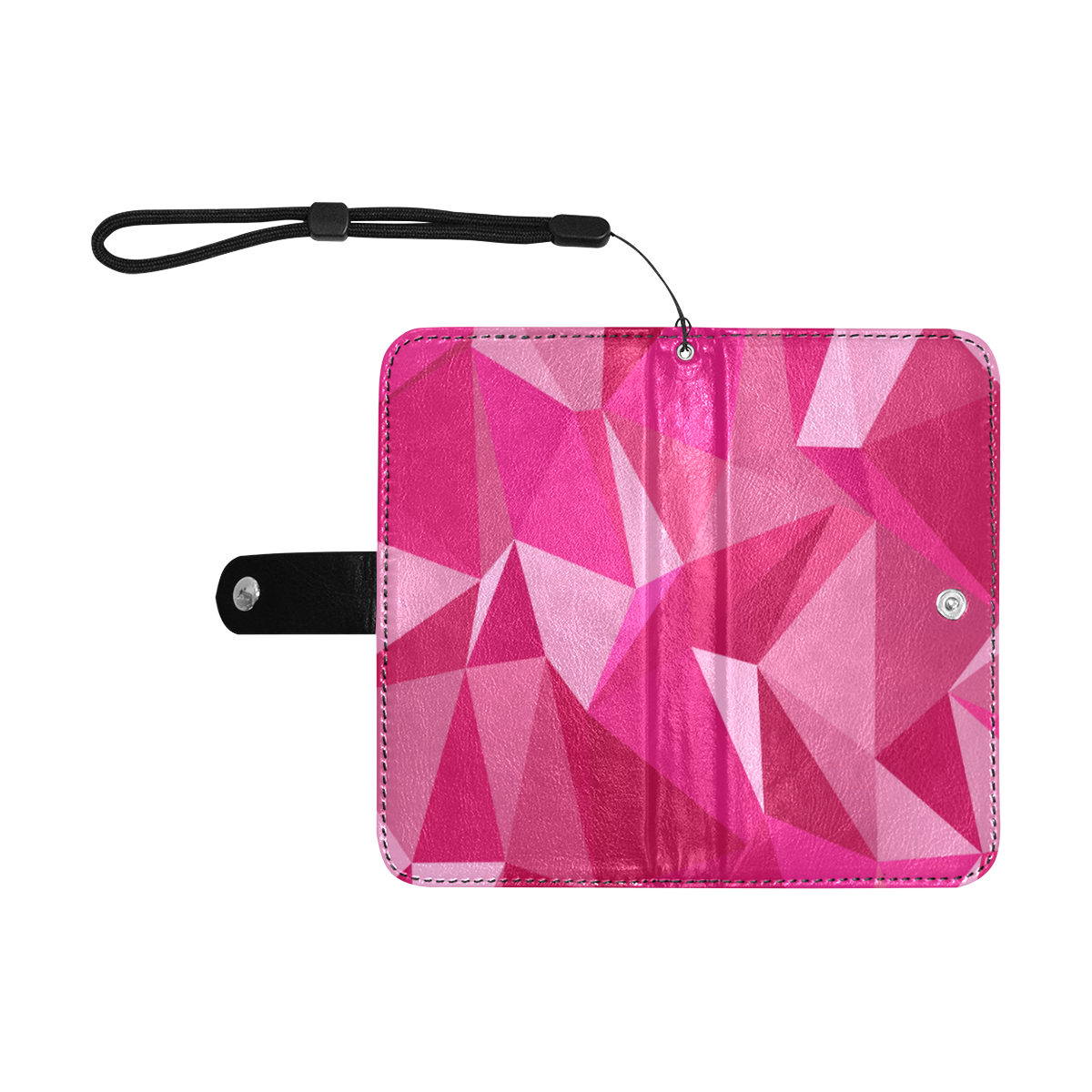 Abstract Pink Triangles Flip Leather Purse for Mobile Phone/Small (Model 1704)