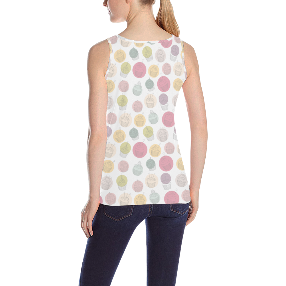 Colorful Cupcakes All Over Print Tank Top for Women (Model T43)