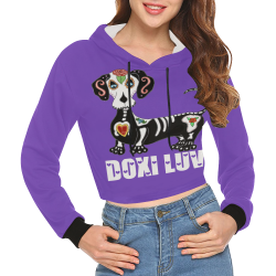 Doxi Luv  2 Purple All Over Print Crop Hoodie for Women (Model H22)