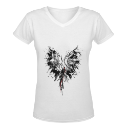 Phoenix - Abstract Painting Bird Black 1 Women's Deep V-neck T-shirt (Model T19)