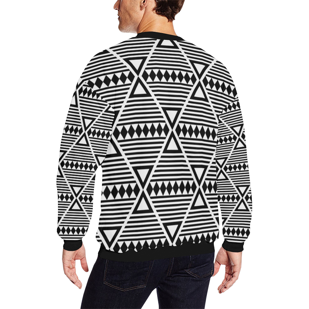 Black Aztec Tribal All Over Print Crewneck Sweatshirt for Men/Large (Model H18)
